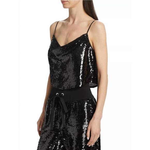 NEW CINQ A SEPT andra sequin cami top in black - Picture 2 of 6